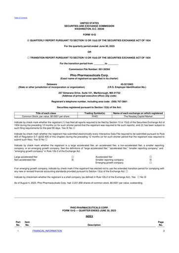 Vorschaubild Phio Pharmaceuticals 10-Q Quartalsbericht 2023 