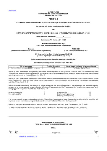 Vorschaubild Phio Pharmaceuticals 10-Q Quartalsbericht 2023 