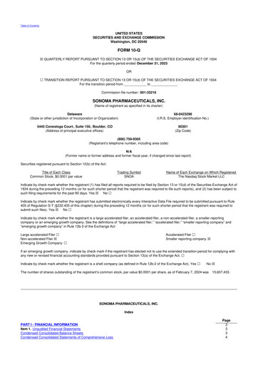 Vorschaubild Sonoma Pharmaceuticals 10-Q Quartalsbericht 2024 