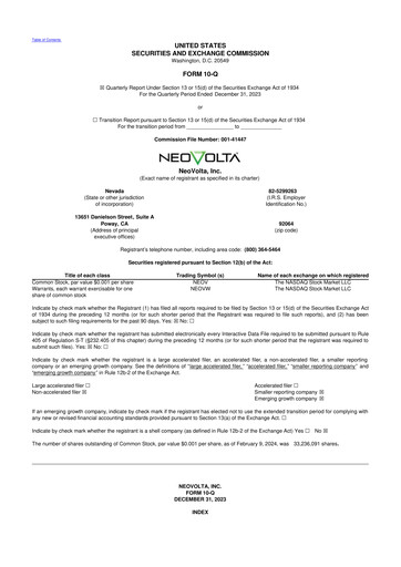 Vorschaubild NeoVolta 10-Q Quartalsbericht 2024 