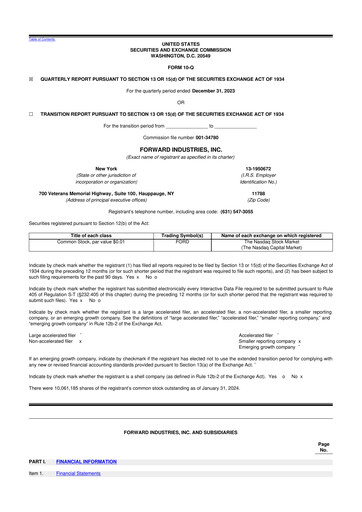 Miniature Forward Industries 10-Q Rapport trimestriel 2024 