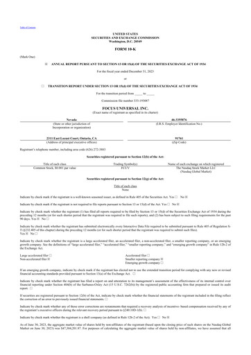 Thumbnail Focus Universal 10-K Annual Report 2023