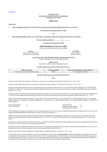 Vorschaubild Phio Pharmaceuticals 10-K Jahresbericht 2023