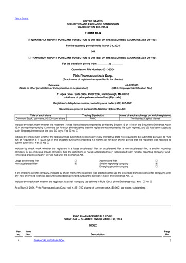 Vorschaubild Phio Pharmaceuticals 10-Q Quartalsbericht 2024 