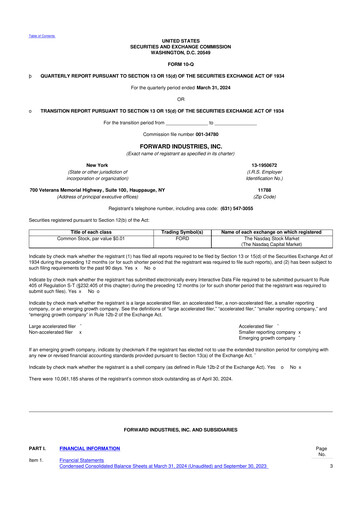 Miniature Forward Industries 10-Q Rapport trimestriel 2024 