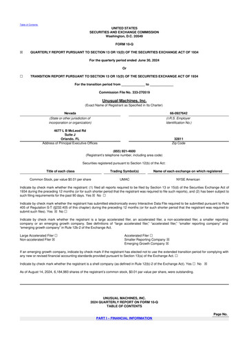 Vorschaubild Unusual Machines 10-Q Quartalsbericht  