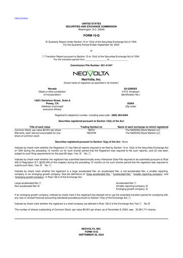 Vorschaubild NeoVolta 10-Q Quartalsbericht 2025 