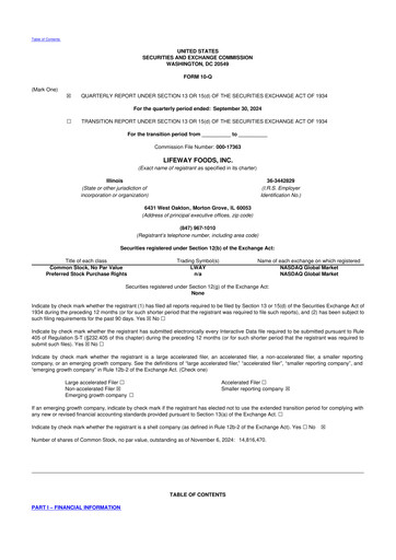 Thumbnail Lifeway Foods
 10-Q Quarterly Report FY2024 
