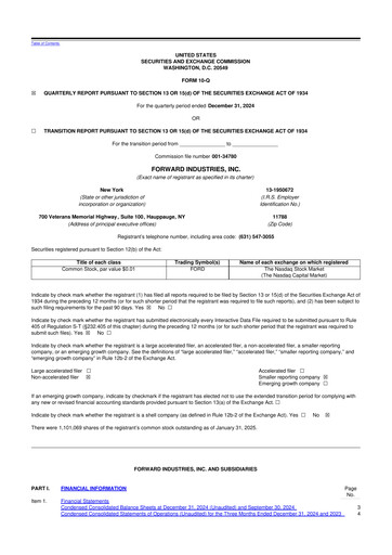 Miniature Forward Industries 10-Q Rapport trimestriel 2025 