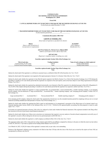 Thumbnail Lifeway Foods
 10-K Annual Report 2024