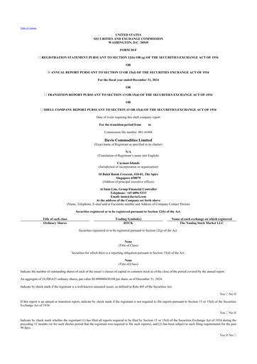 Vorschaubild Davis Commodities 20-F Jahresbericht 2024