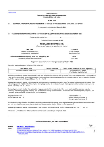 Miniature Forward Industries 10-Q Rapport trimestriel 2025 
