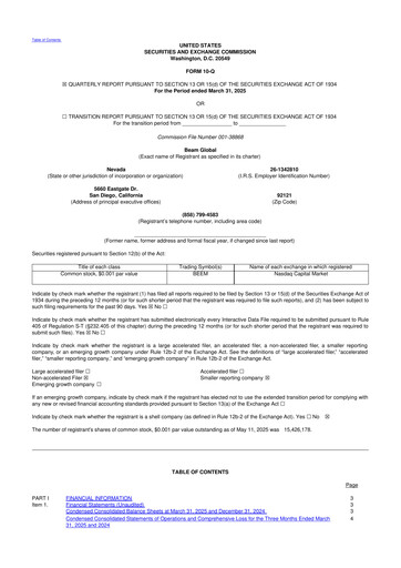 Thumbnail Beam Global 10-Q Quarterly Report FY2025 