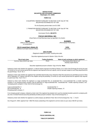Thumbnail Focus Universal 10-Q Quarterly Report FY2025 