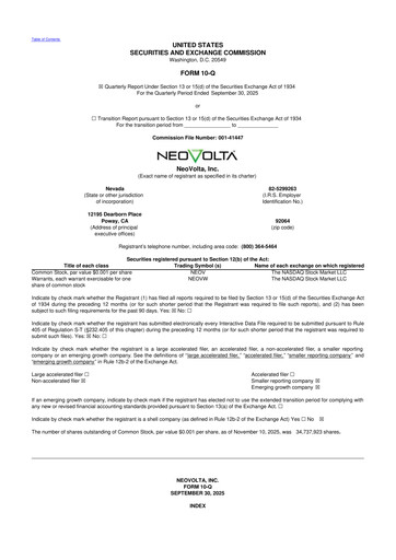 Vorschaubild NeoVolta 10-Q Quartalsbericht 2026 