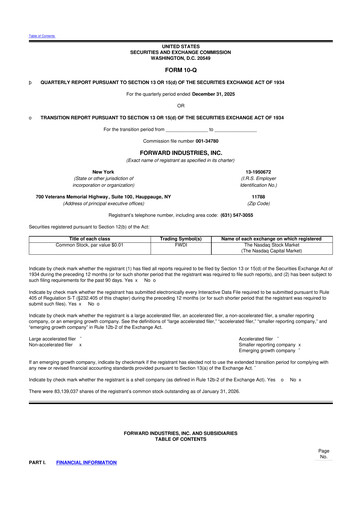 Miniature Forward Industries 10-Q Rapport trimestriel 2026 
