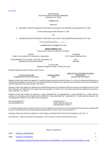 Thumbnail Aethlon Medical
 10-Q Quarterly Report FY2026 