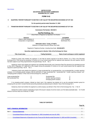 Vorschaubild GenFlat Holdings 10-Q Quartalsbericht 2026 