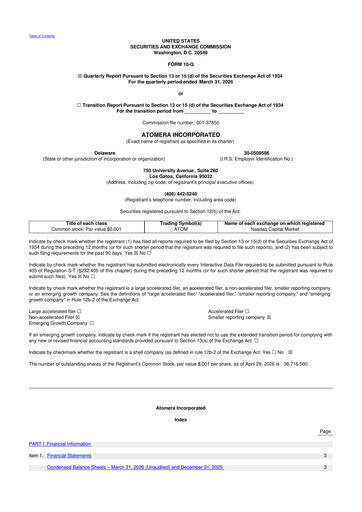 Miniature Atomera 10-Q Rapport trimestriel 2026 