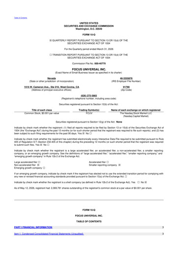 Thumbnail Focus Universal 10-Q Quarterly Report FY2026 