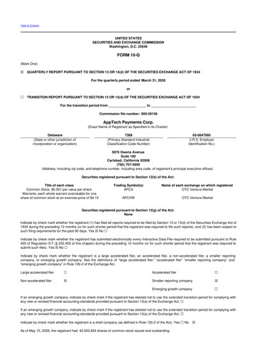 Thumbnail AppTech Payments 10-Q Quarterly Report FY 