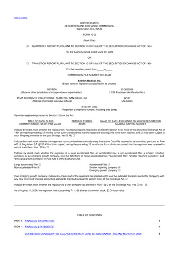 Miniature Aethlon Medical
 10-Q Rapport trimestriel 2027 