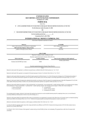 Vorschaubild International Money Express 10-K Jahresbericht 2020