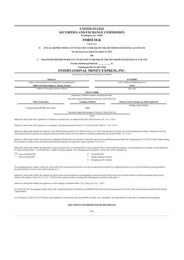 Vorschaubild International Money Express 10-K Jahresbericht 2021