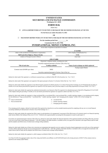 Vorschaubild International Money Express 10-K Jahresbericht 2022