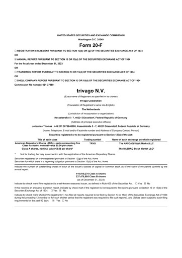 Thumbnail trivago 20-F Annual Report 2023