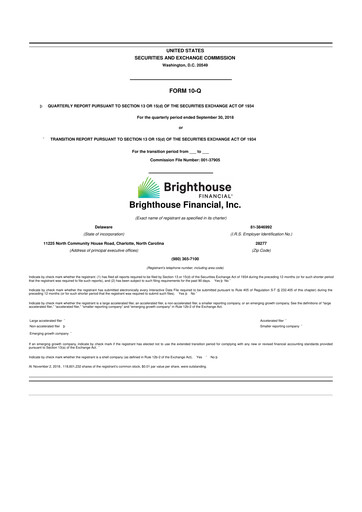 Thumbnail Brighthouse Financial
 10-Q Quarterly Report FY 