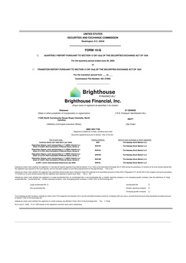 Thumbnail Brighthouse Financial
 10-Q Quarterly Report FY2026 