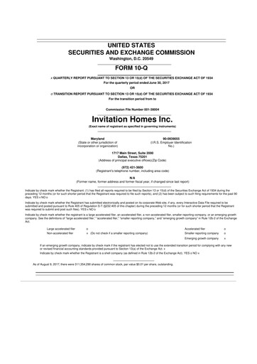 Thumbnail Invitation Homes
 10-Q Quarterly Report FY2017 