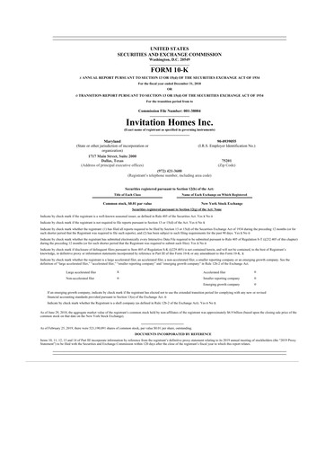 Thumbnail Invitation Homes
 10-K Annual Report 2018