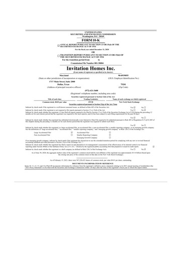 Thumbnail Invitation Homes
 10-K Annual Report 2020