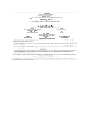 Thumbnail Invitation Homes
 10-K Annual Report 2021