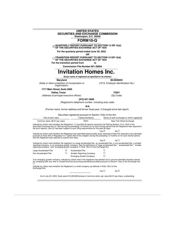 Thumbnail Invitation Homes
 10-Q Quarterly Report FY2022 