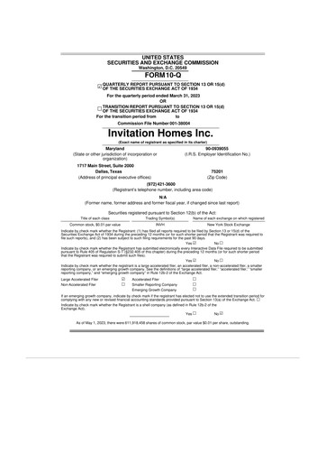 Thumbnail Invitation Homes
 10-Q Quarterly Report FY2023 