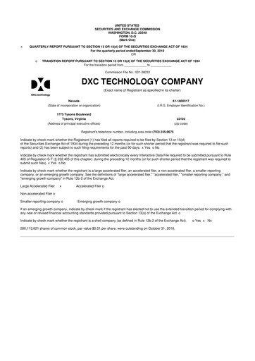 Miniature DXC Technology
 10-Q Rapport trimestriel 2019 