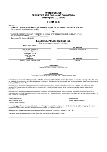 Thumbnail Establishment Labs 10-Q Quarterly Report FY 
