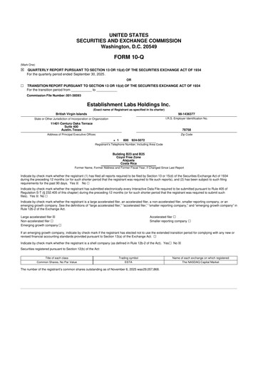 Thumbnail Establishment Labs 10-Q Quarterly Report FY2025 