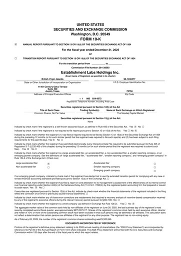 Thumbnail Establishment Labs 10-K Annual Report 2025
