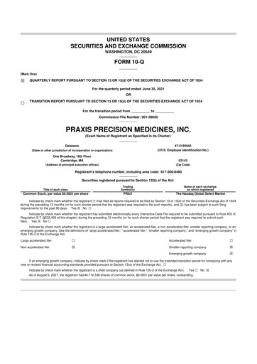 Thumbnail Praxis Precision Medicines 10-Q Quarterly Report FY2021 