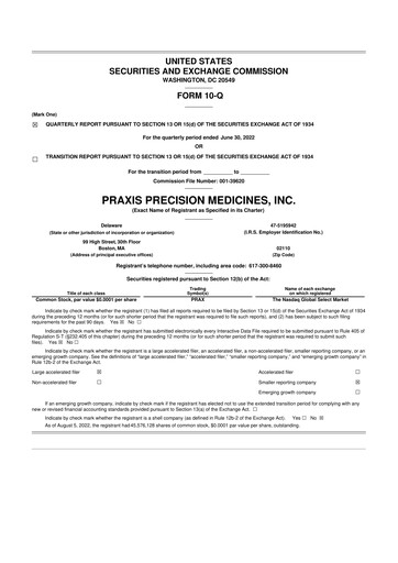 Thumbnail Praxis Precision Medicines 10-Q Quarterly Report FY2022 