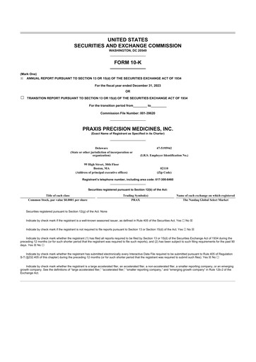 Vorschaubild Praxis Precision Medicines 10-K Jahresbericht 2023