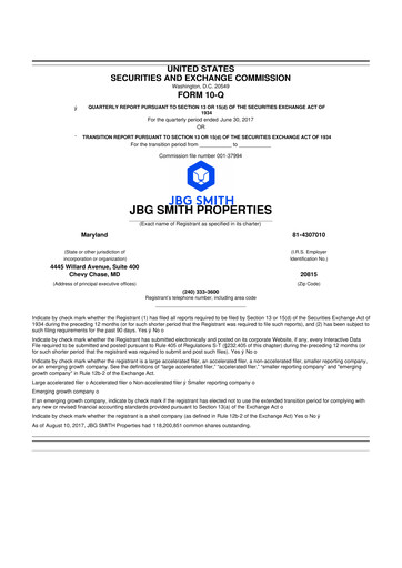 Thumbnail JBG SMITH
 10-Q Quarterly Report FY2017 