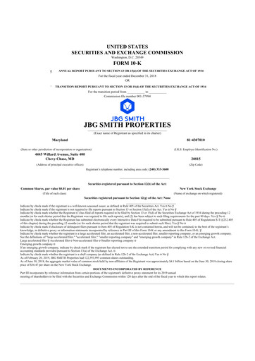 Thumbnail JBG SMITH
 10-K Annual Report 2018