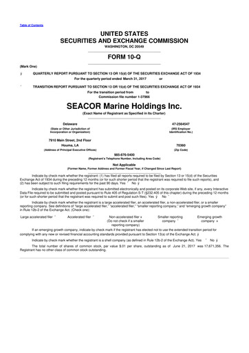 Thumbnail SEACOR Marine 10-Q Quarterly Report FY2017 