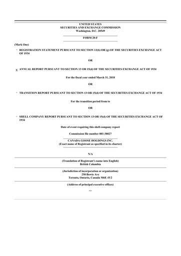 Thumbnail Canada Goose
 20-F Annual Report 2018