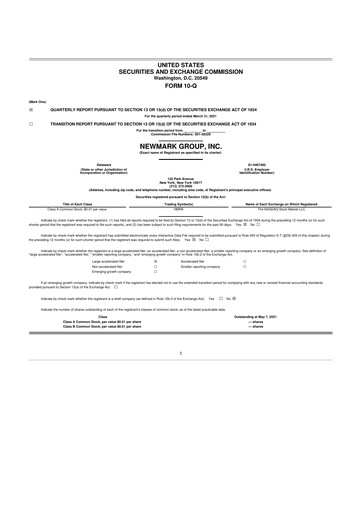 Thumbnail Newmark 10-Q Quarterly Report FY2021 